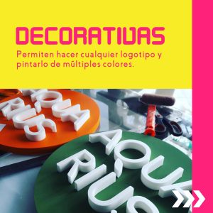 Decorativas, letras polyfan para locales comerciales y emprendedores, María Salas comunicación visual